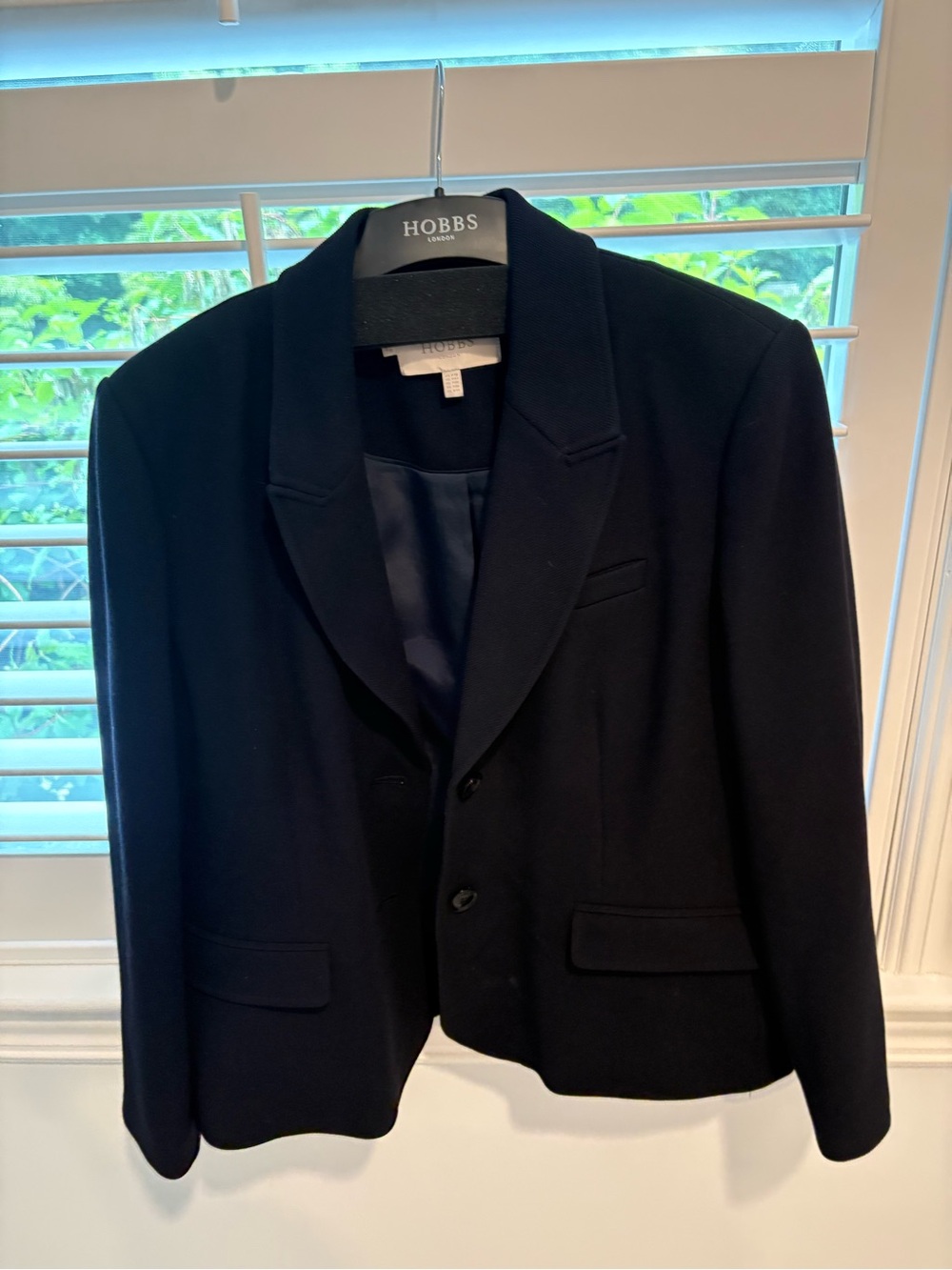 Hobbs Mia Navy Tailored Wool Blend Blazer